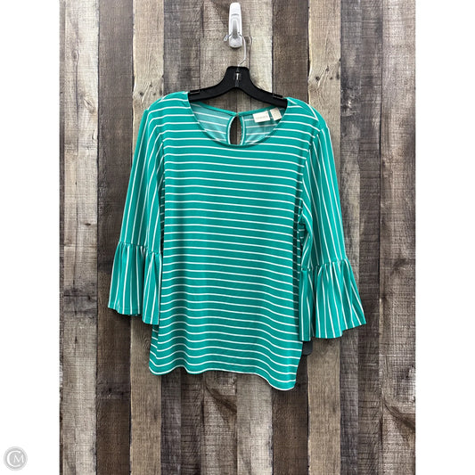 Top 3/4 Sleeve By Chicos In Striped Pattern, Size: M