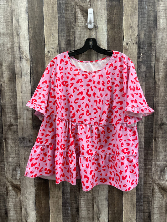 Top Short Sleeve By Shein In Pink & Red, Size: 2x