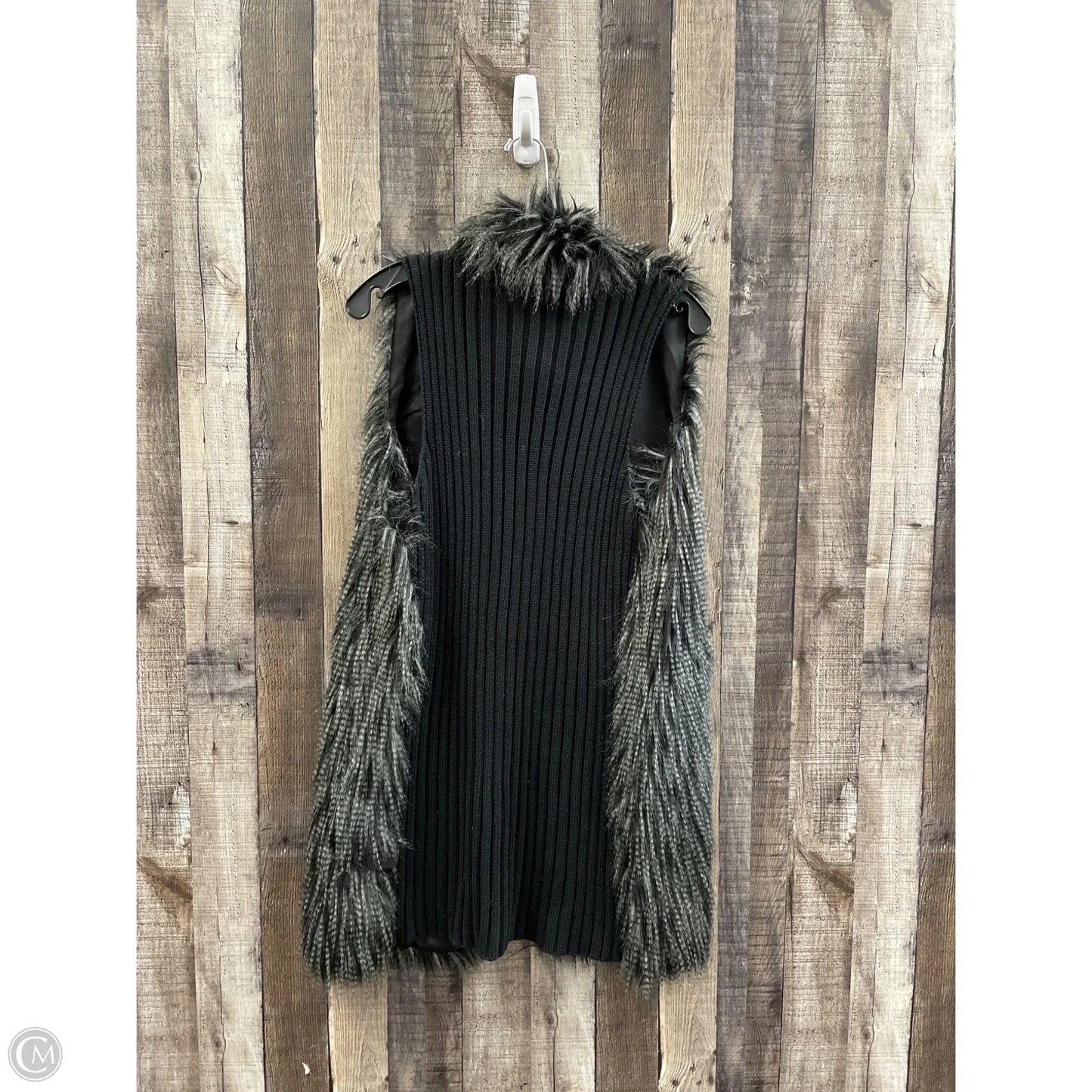 Vest Faux Fur & Sherpa By Rbx In Black & Grey, Size: Xl