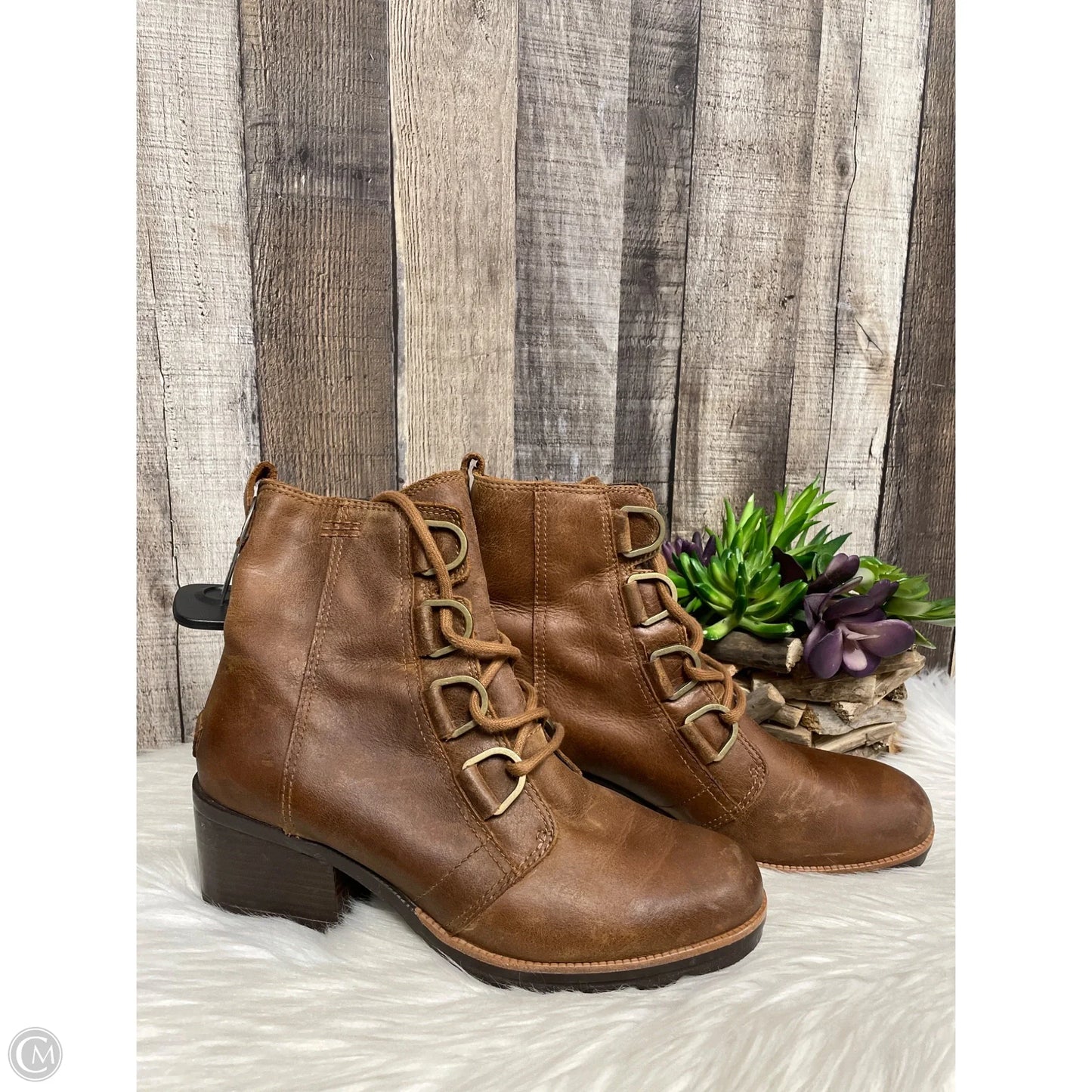 Boots Ankle Heels By Sorel In Brown, Size: 8