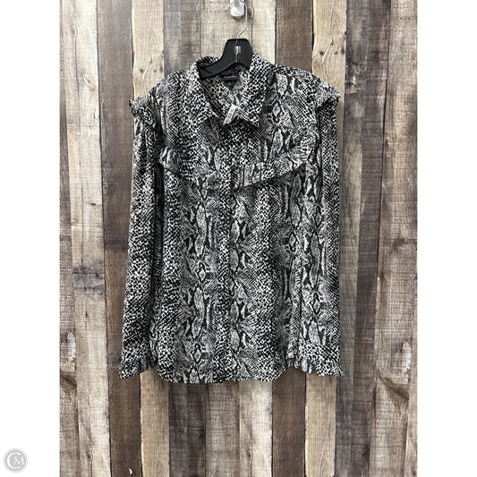 Blouse Long Sleeve By Who What Wear In Snakeskin Print, Size: Xxl