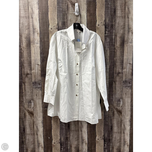 Top Long Sleeve Designer By Lafayette 148 In White, Size: 2x