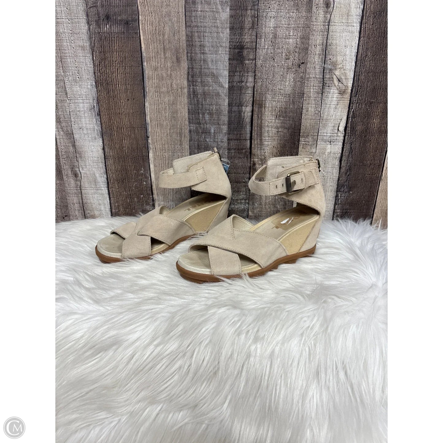Sandals Heels Wedge By Sorel In Tan, Size: 8