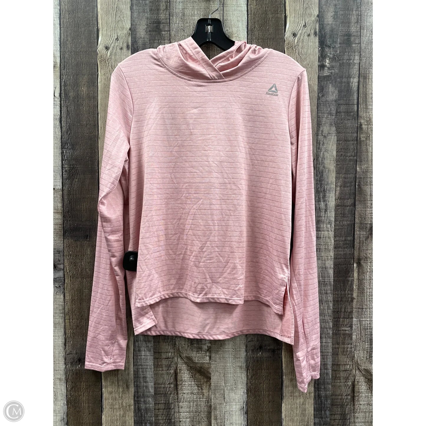 Athletic Top Long Sleeve Hoodie By Reebok In Pink, Size: M
