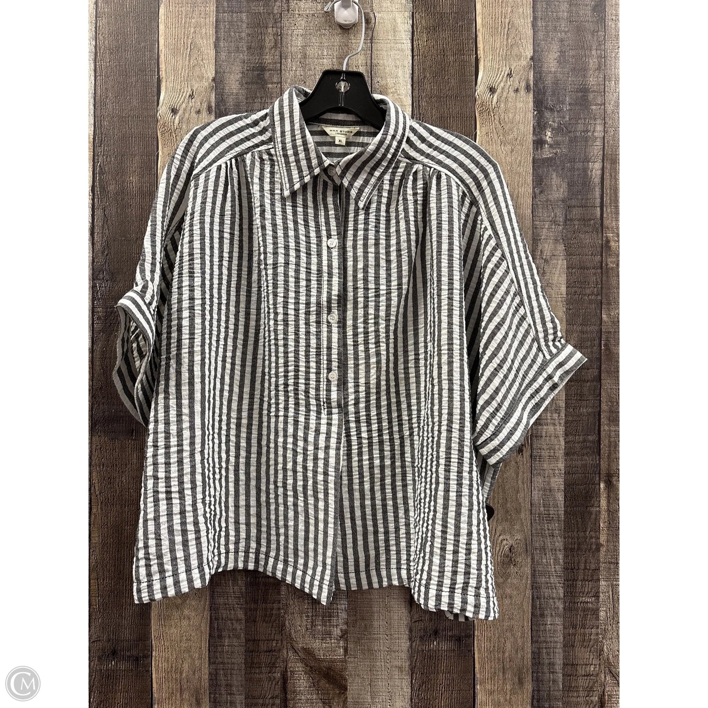 Top Short Sleeve By Max Studio In Striped Pattern, Size: Xl