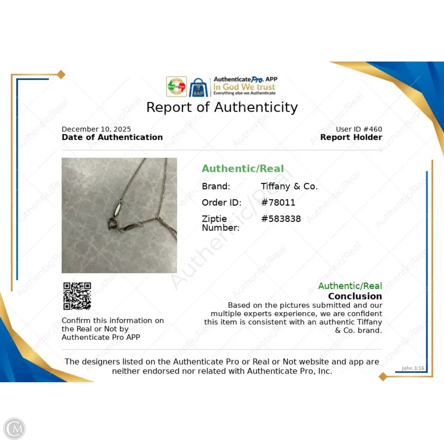 Necklace Luxury Designer By Tiffany And Company