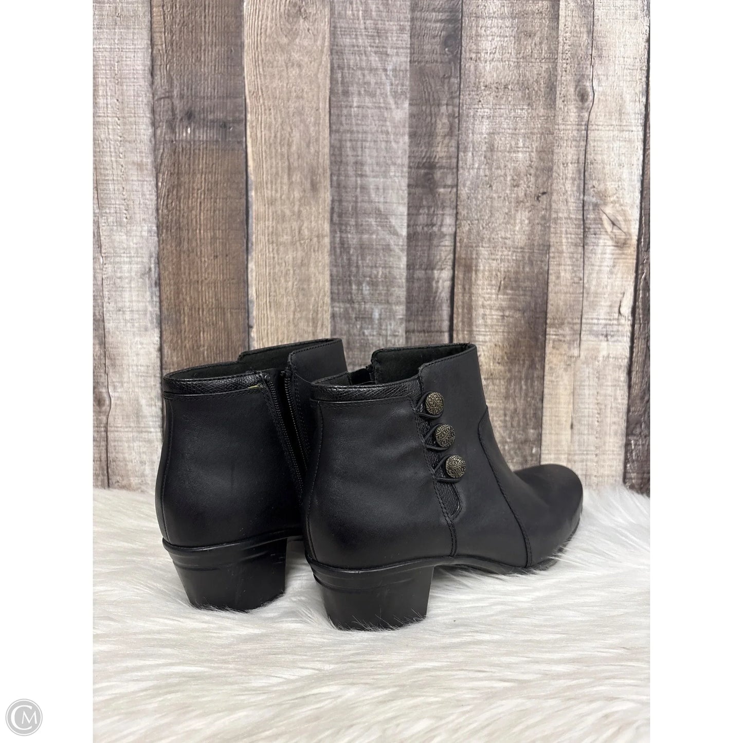 Boots Ankle Heels By Clarks In Black, Size: 9