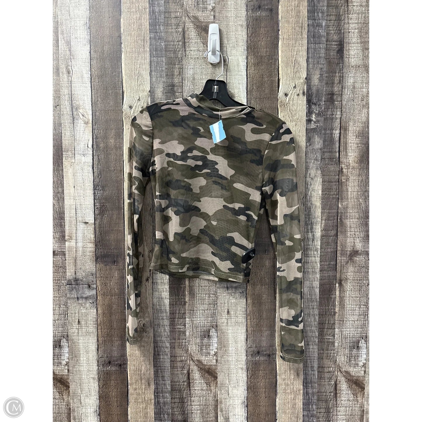 Top Long Sleeve By Fashion Nova In Camouflage Print, Size: M