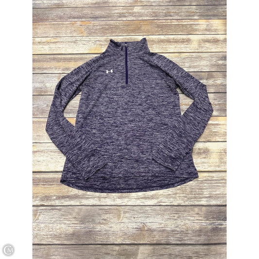 Athletic Top Long Sleeve Collar By Under Armour In Purple, Size: S