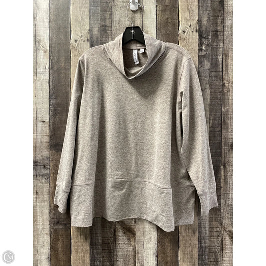 Athletic Top Long Sleeve Collar By Cme In Tan, Size: 1x