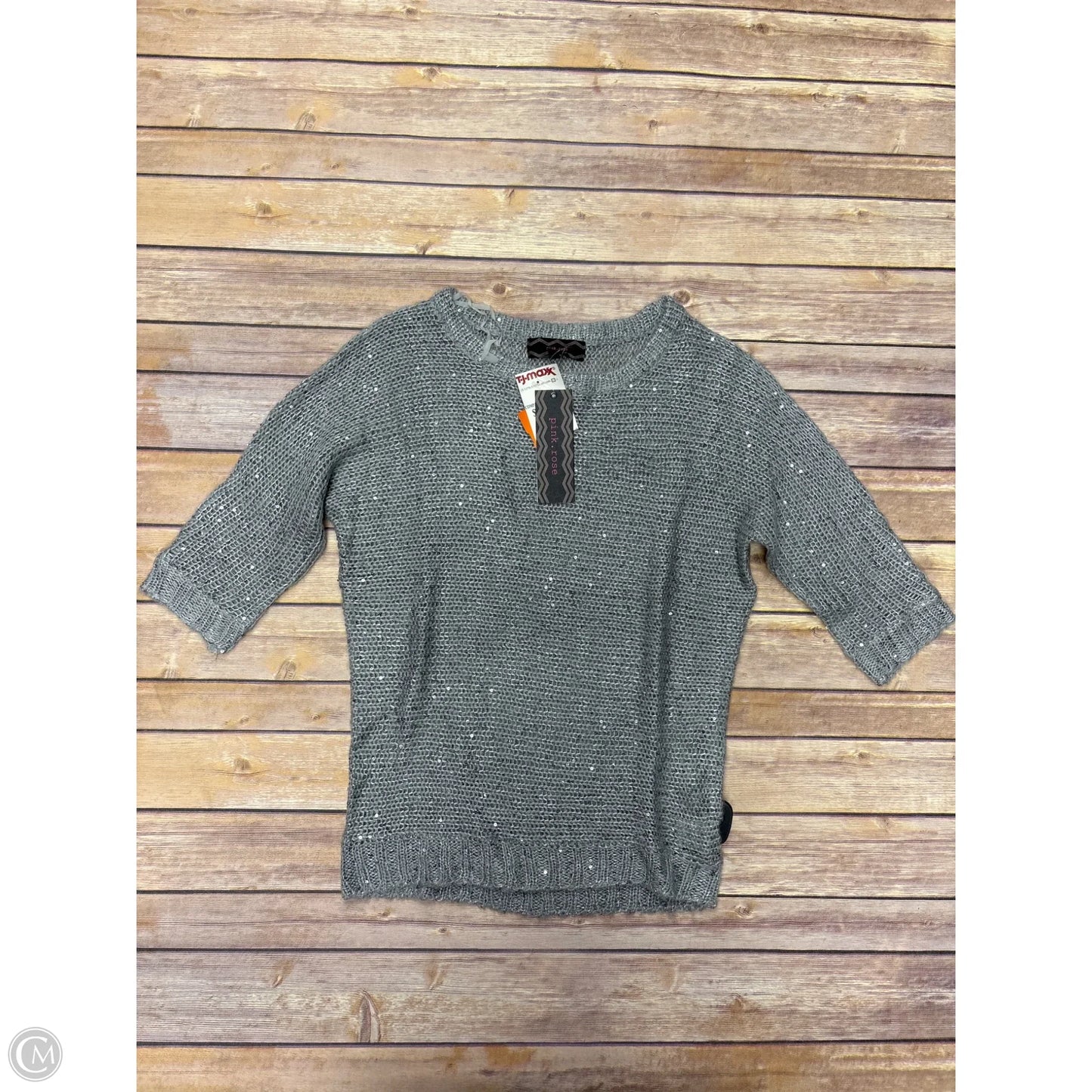Sweater Short Sleeve By Pink Rose In Grey, Size: S