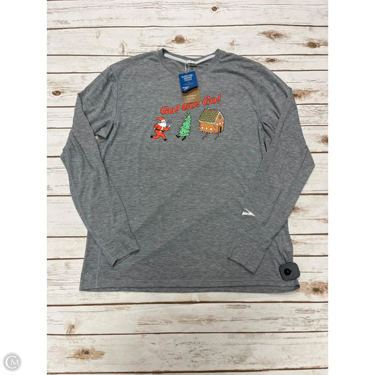 Athletic Top Long Sleeve Crewneck By Brooks In Grey, Size: Xl