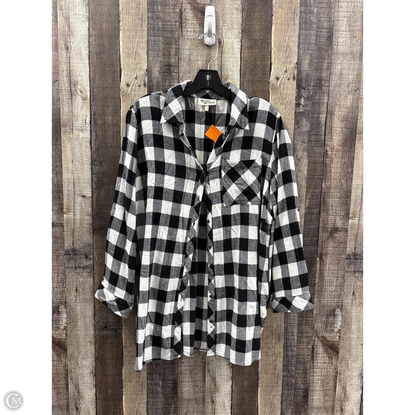 Top Long Sleeve By Cme In Plaid Pattern, Size: L