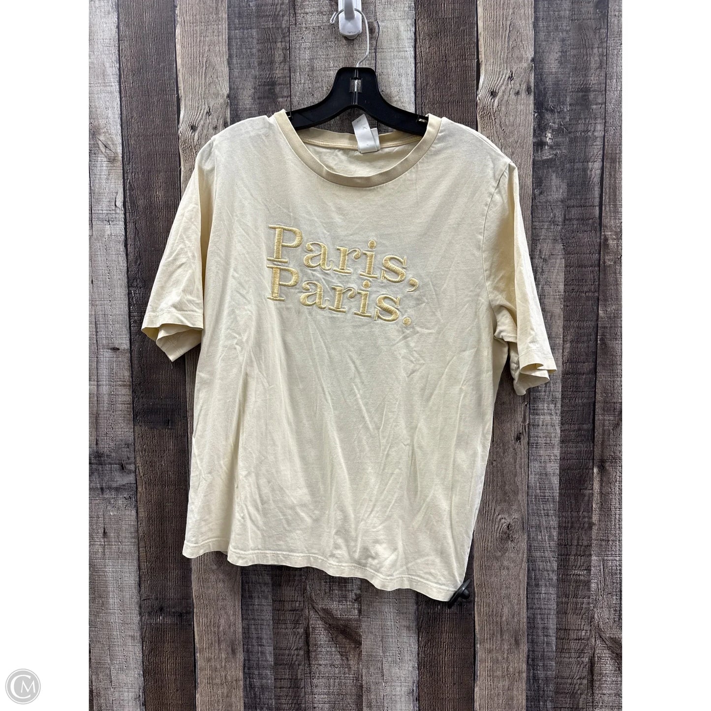 Top Short Sleeve By H&m In Cream, Size: L