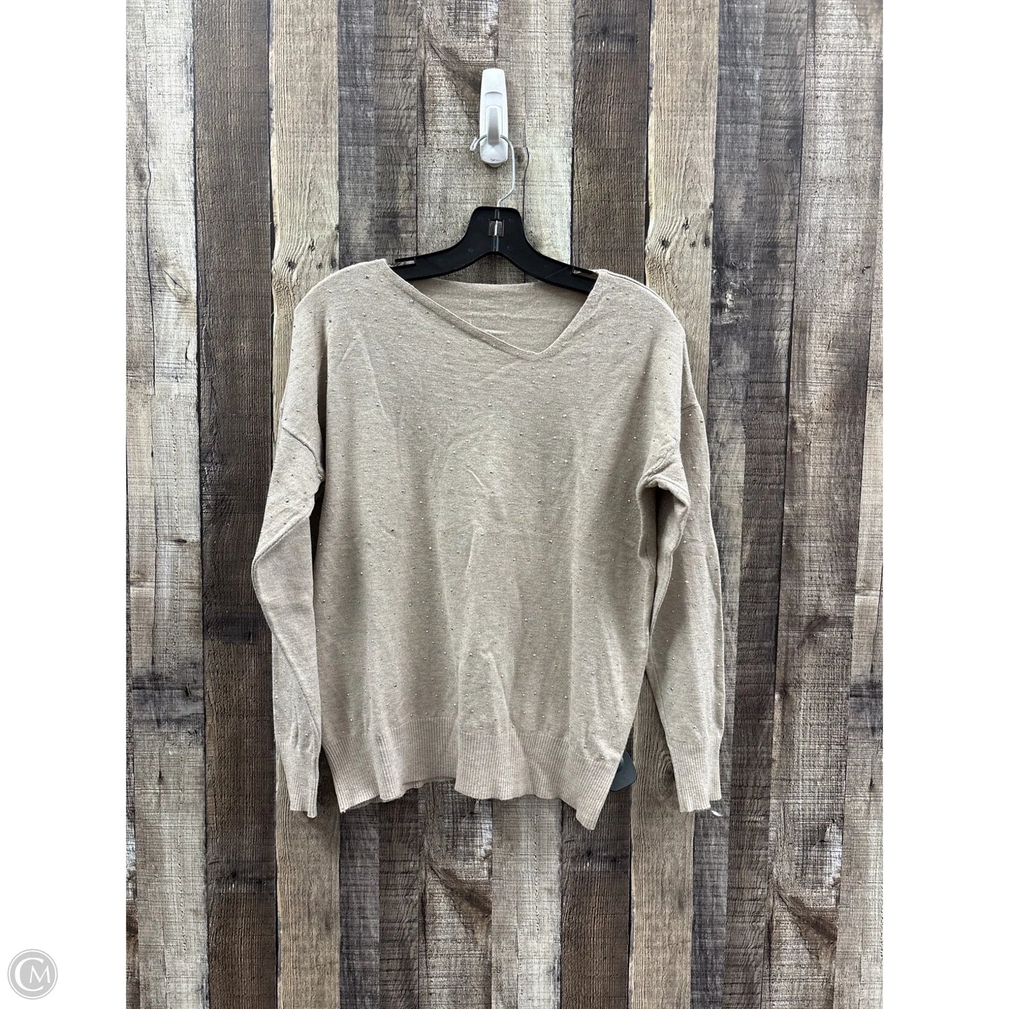 Top Long Sleeve By Cme In Tan, Size: S