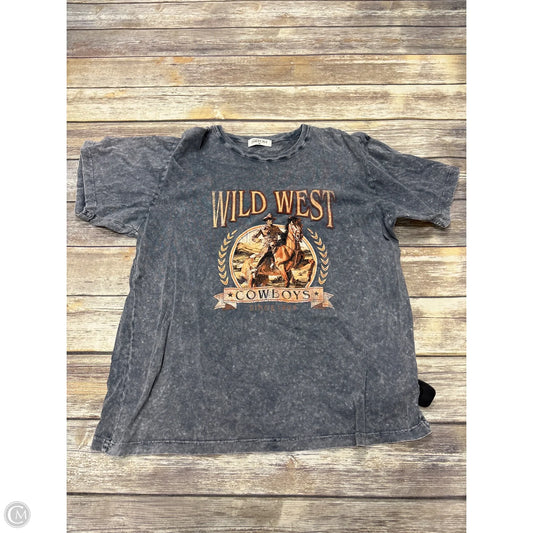 Top Short Sleeve By Cme In Grey, Size: M