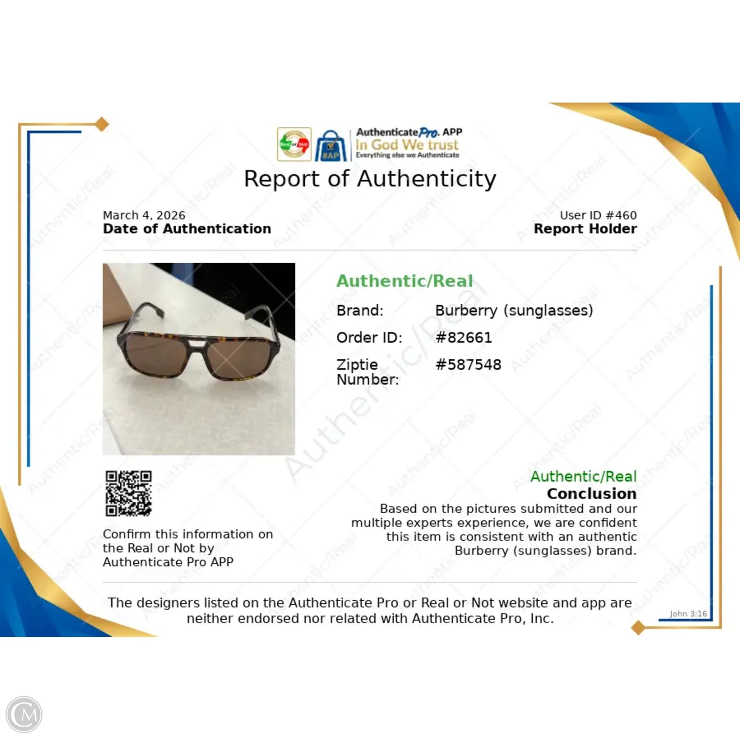 Sunglasses Luxury Designer By Burberry