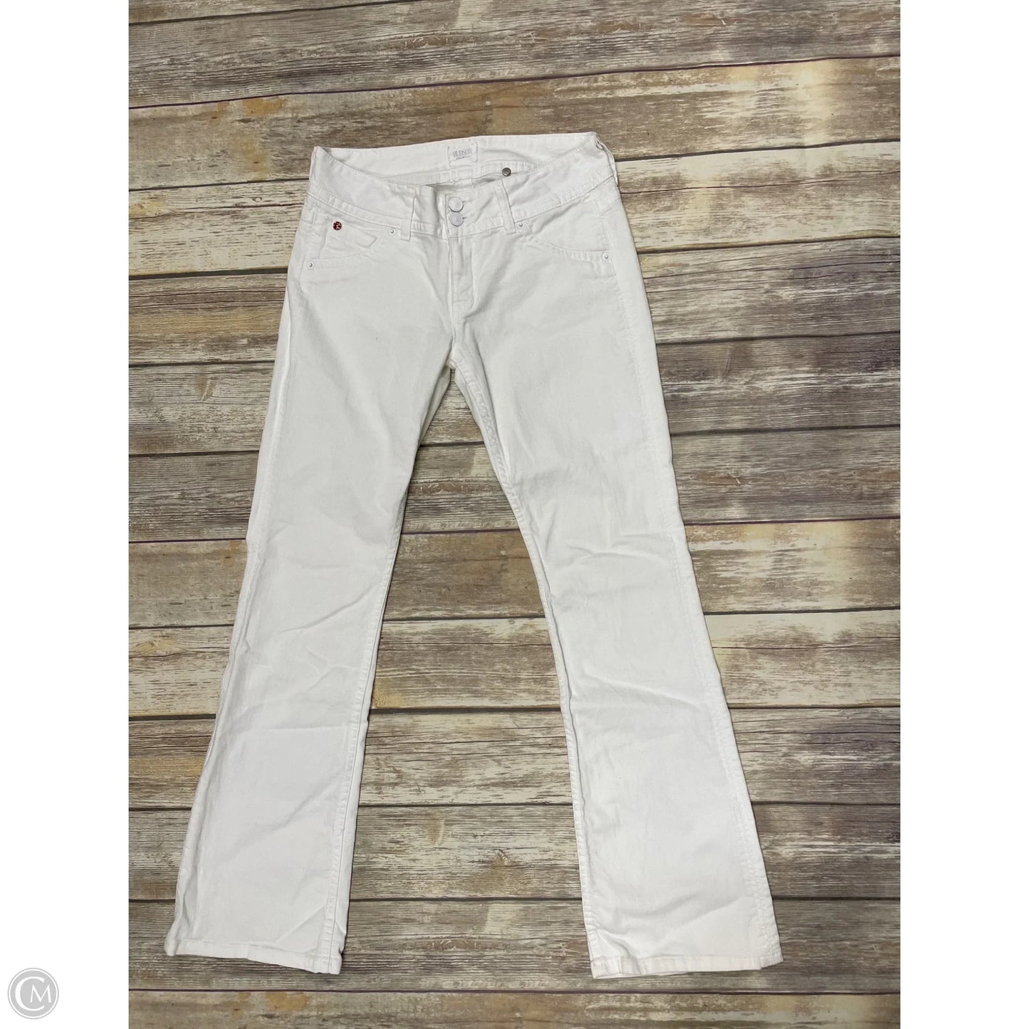 Jeans Flared By Hudson In White Denim, Size: 4