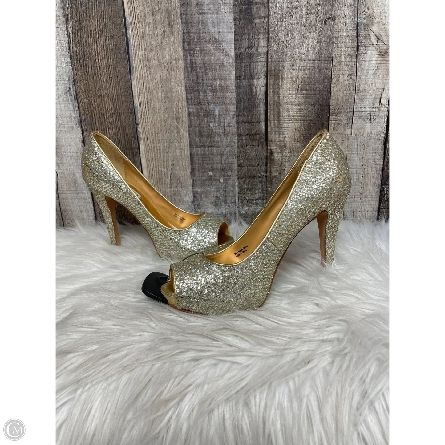 Shoes Heels Stiletto By Badgley Mischka In Gold, Size: 6.5