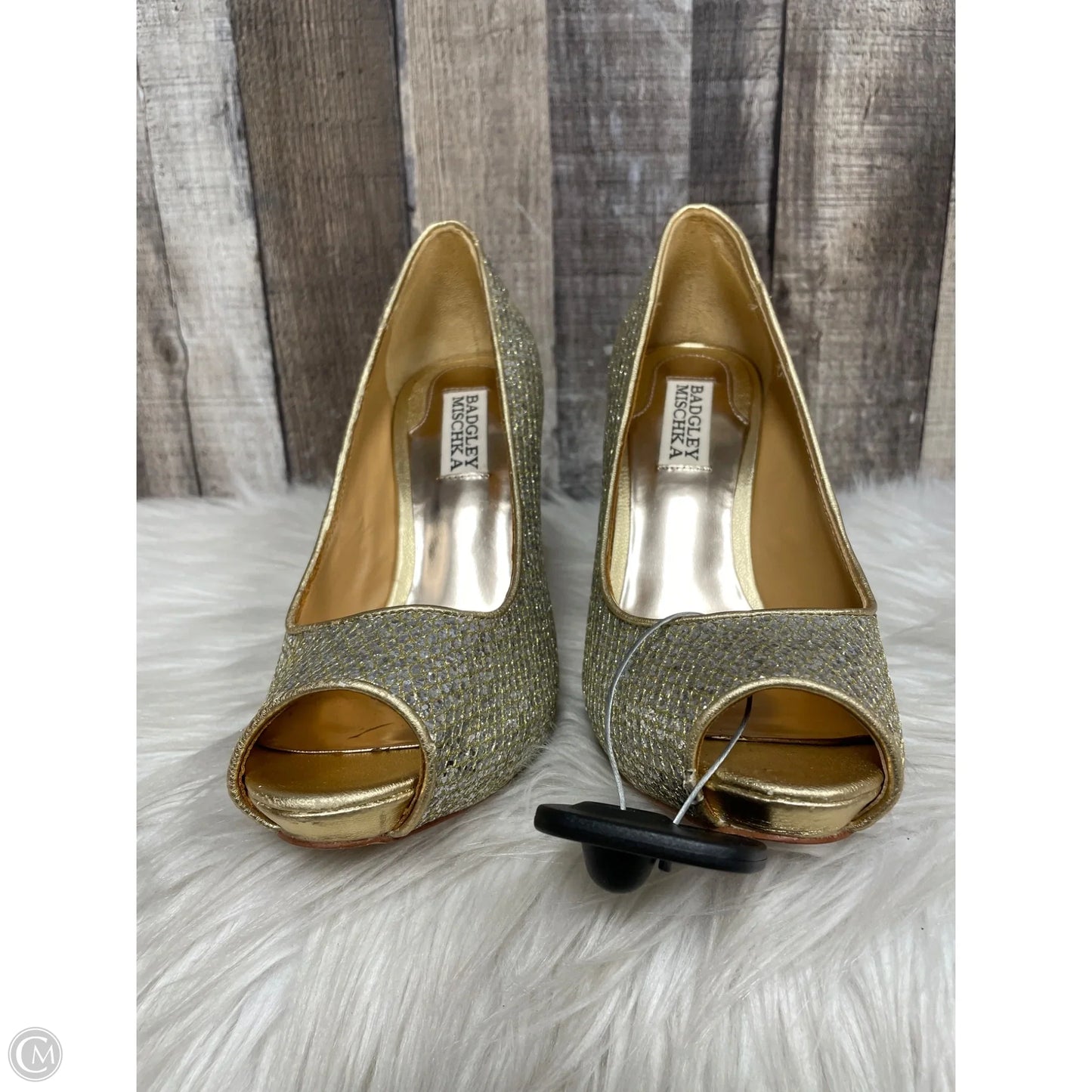 Shoes Heels Stiletto By Badgley Mischka In Gold, Size: 6.5