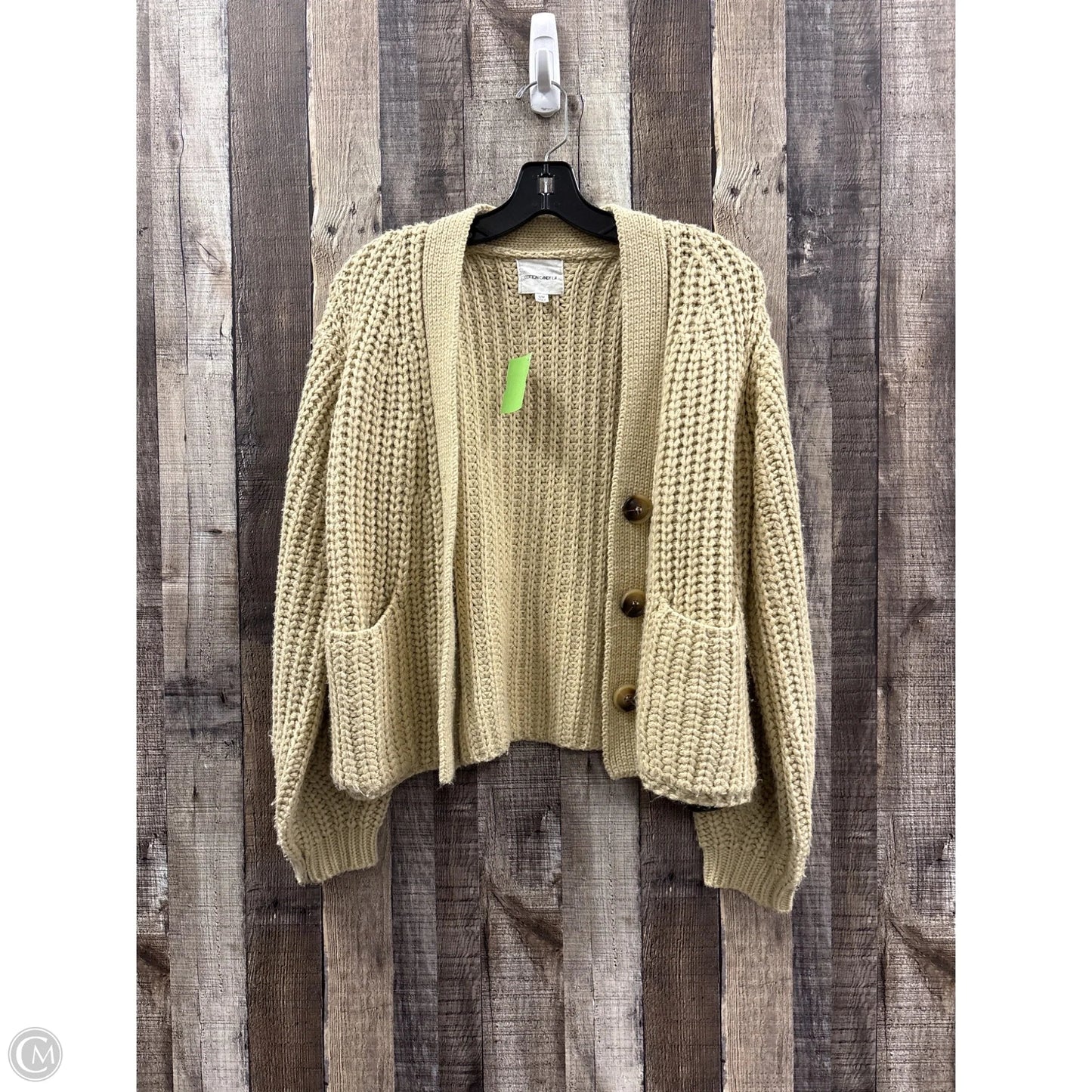 Sweater Cardigan By Cotton Candy In Tan, Size: S