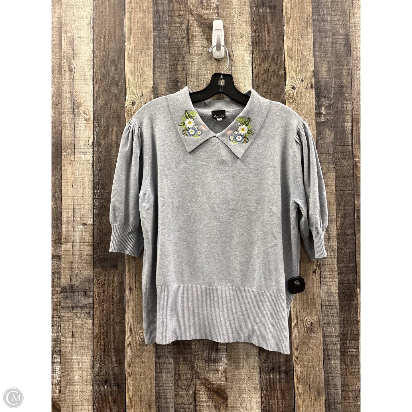 Top 3/4 Sleeve By Aaeda In Grey, Size: Xl
