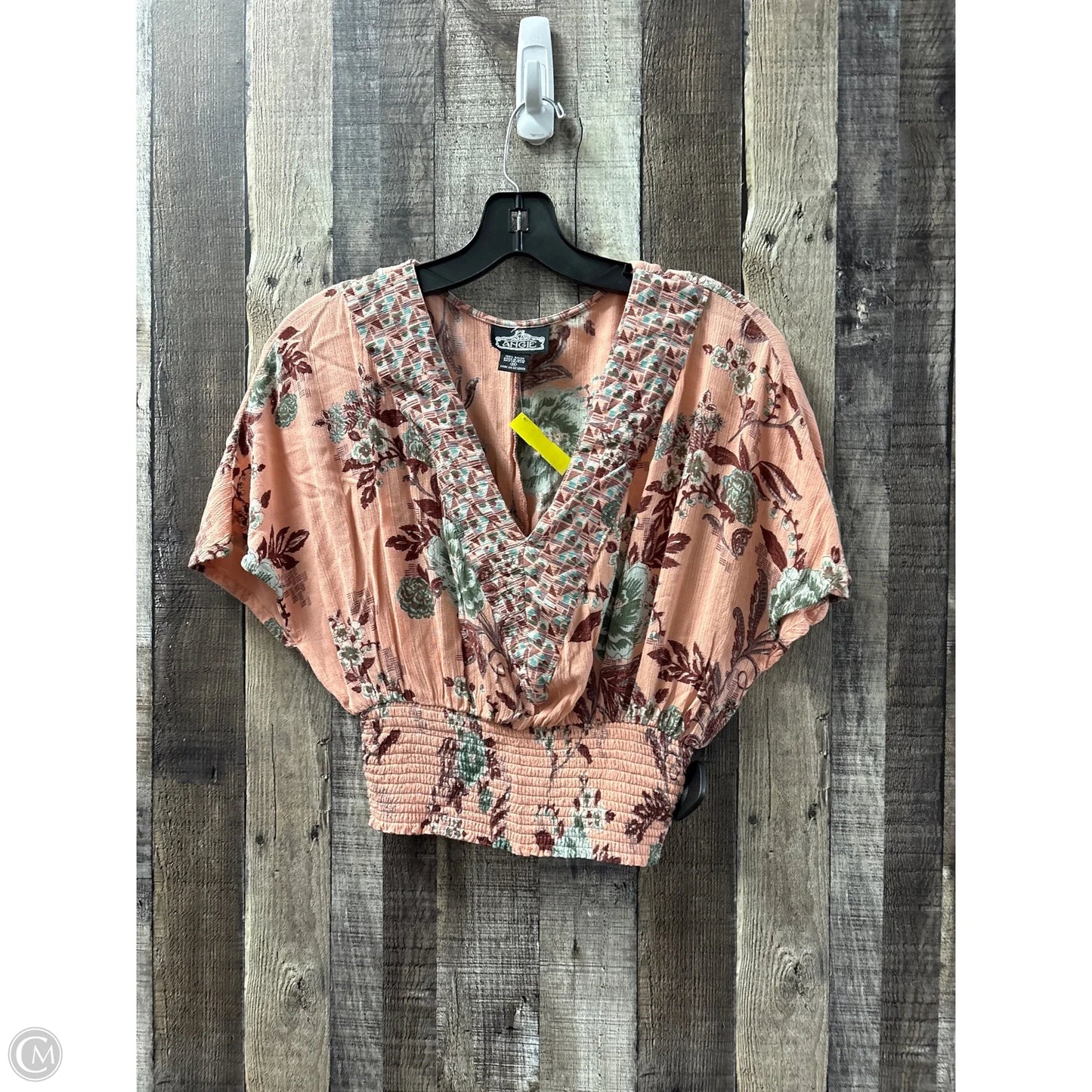 Top Short Sleeve By Angie In Pink, Size: M