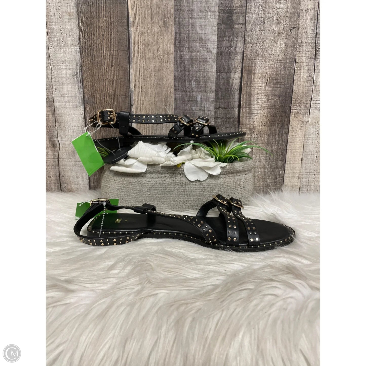 Sandals Flats By Zara In Black, Size: 8