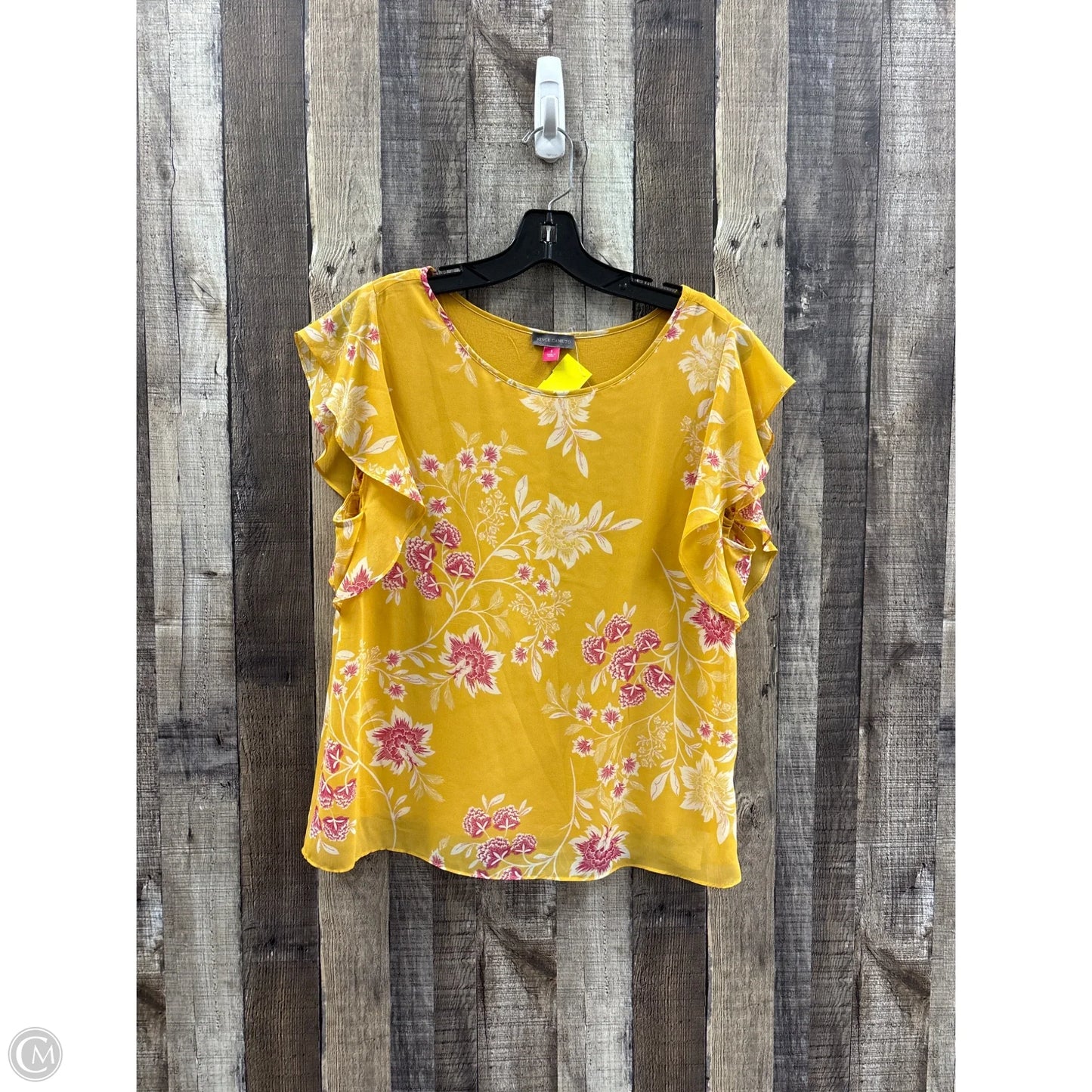 Top Short Sleeve By Vince Camuto In Yellow, Size: S