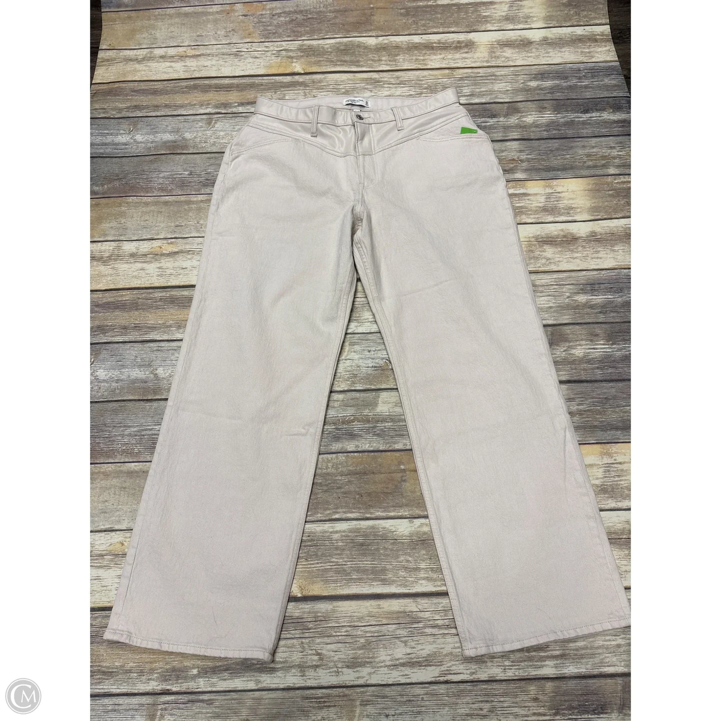 Jeans Straight By Abercrombie And Fitch In Tan Denim, Size: 16
