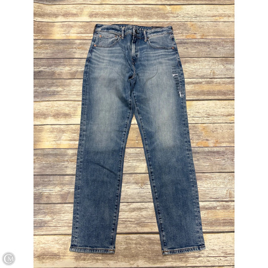 Jeans Straight By American Eagle In Blue Denim, Size: 14