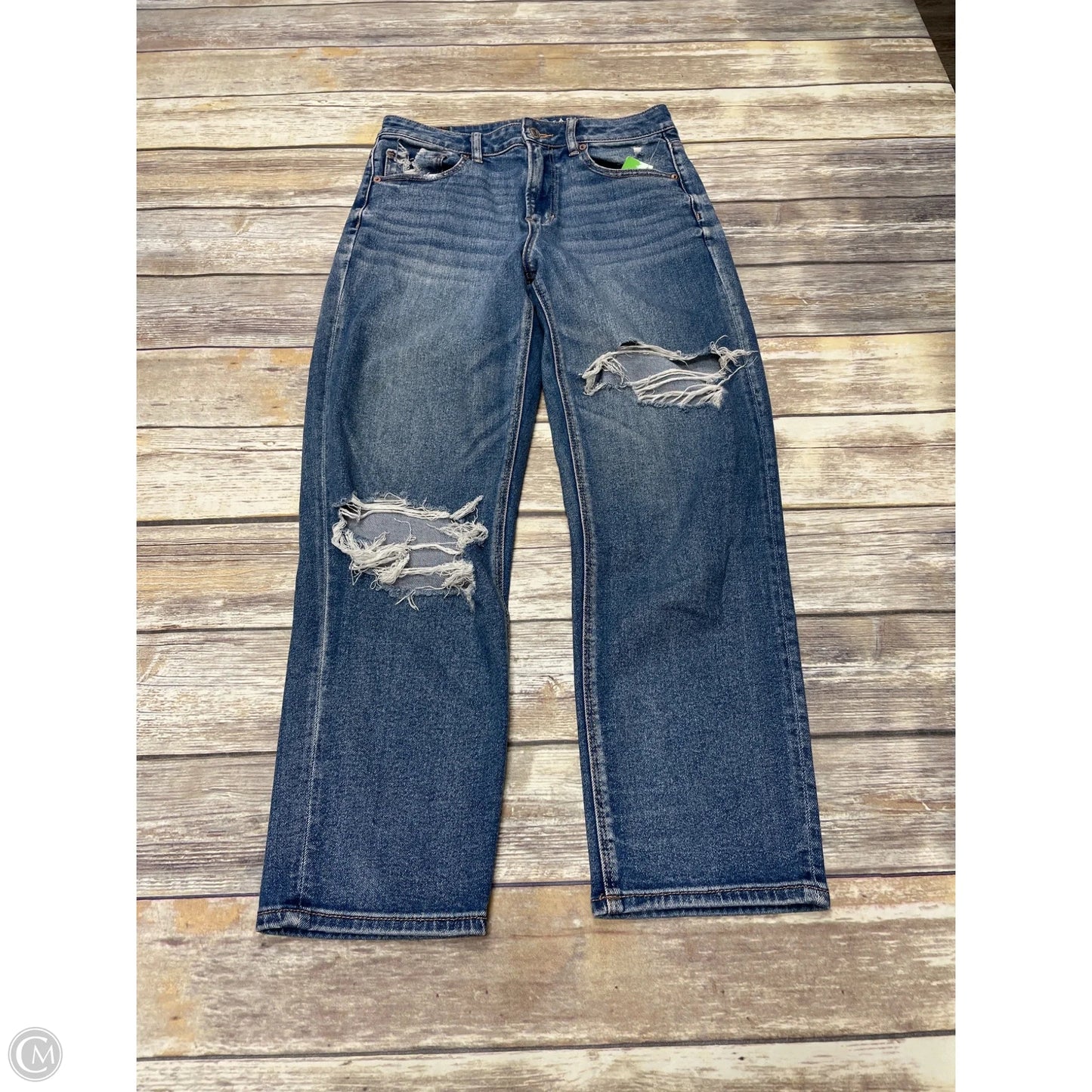 Jeans Straight By American Eagle In Blue Denim, Size: 8