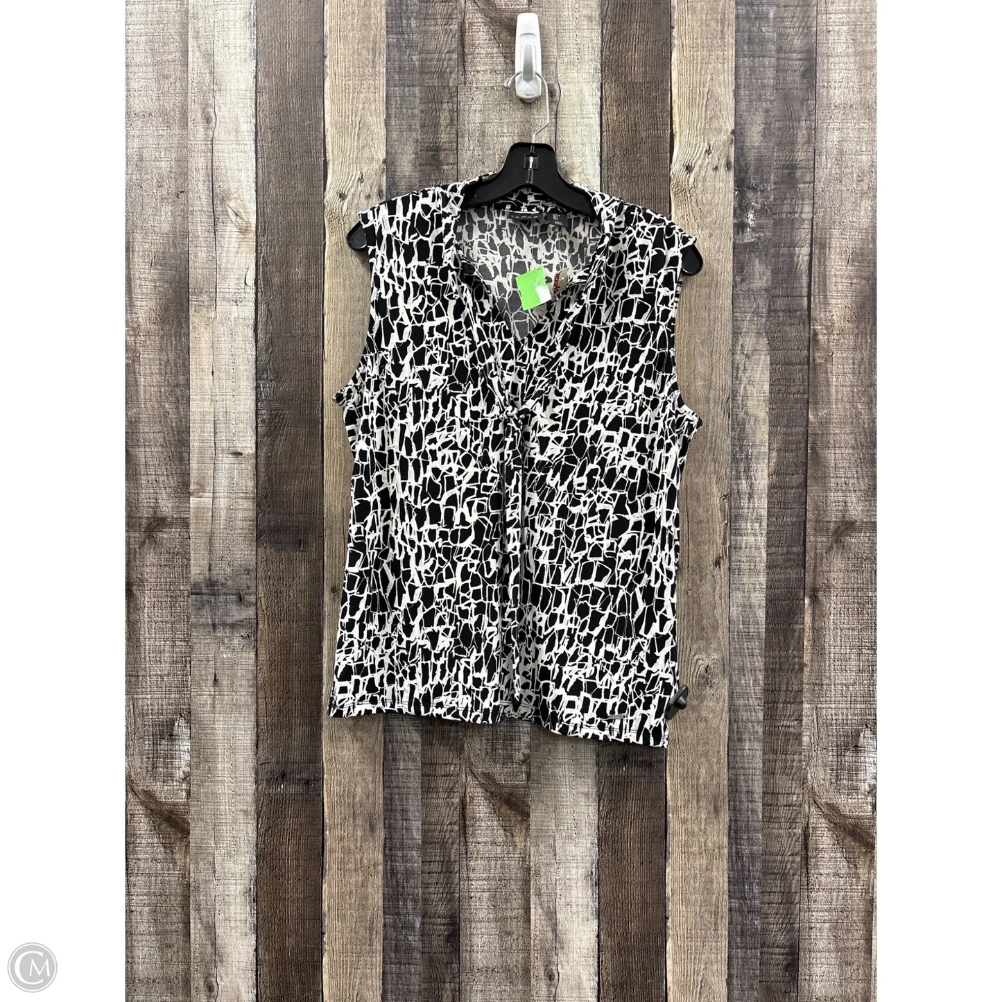 Top Sleeveless By Tahari In Black & White, Size: L