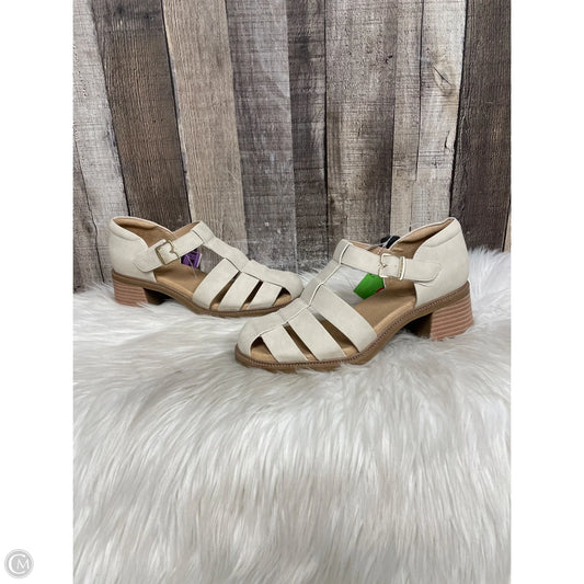 Sandals Heels Block By Dr Scholls In Cream, Size: 8