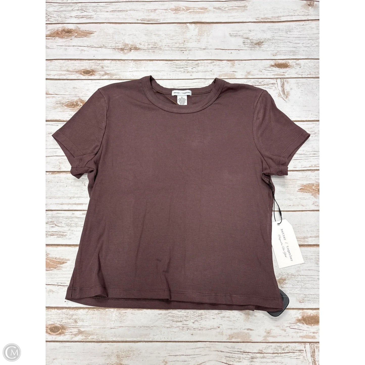 Top Short Sleeve By Better Together In Brown, Size: Xl