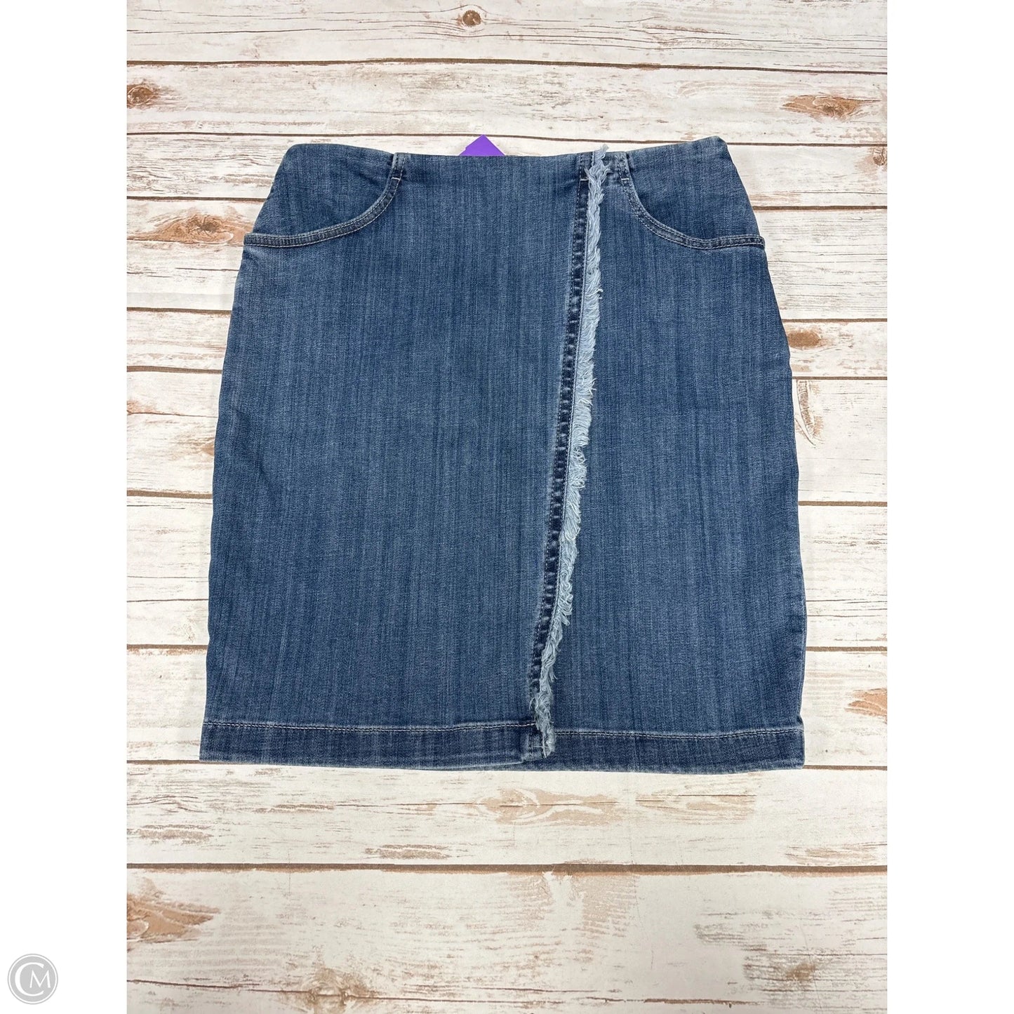 Skirt Midi By Chicos In Blue Denim, Size: M