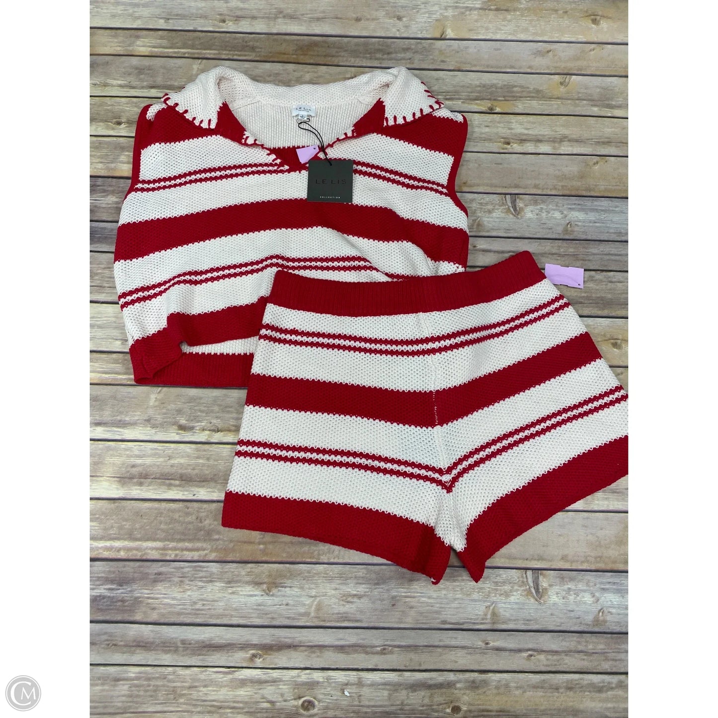 Shorts Set By Le Lis In Cream & Red, Size: L