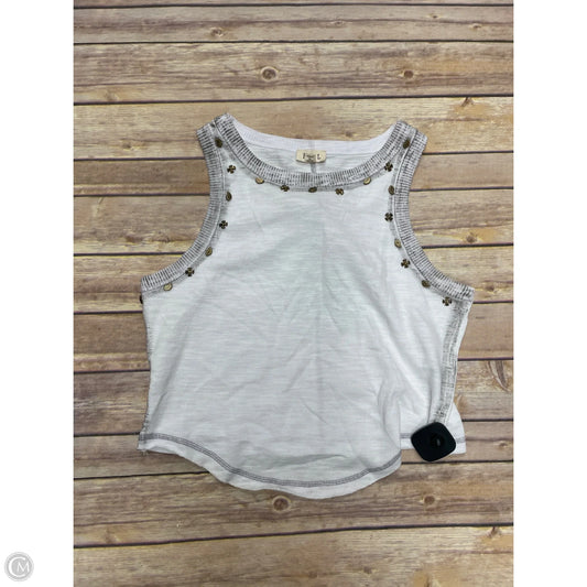 Top Sleeveless By Pol In Grey & White, Size: L