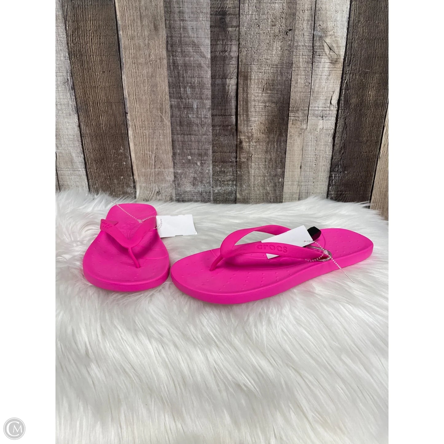 Sandals Flip Flops By Crocs In Pink, Size: 8