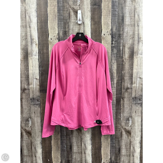 Athletic Top Long Sleeve Collar By Tek Gear In Pink, Size: Xxl