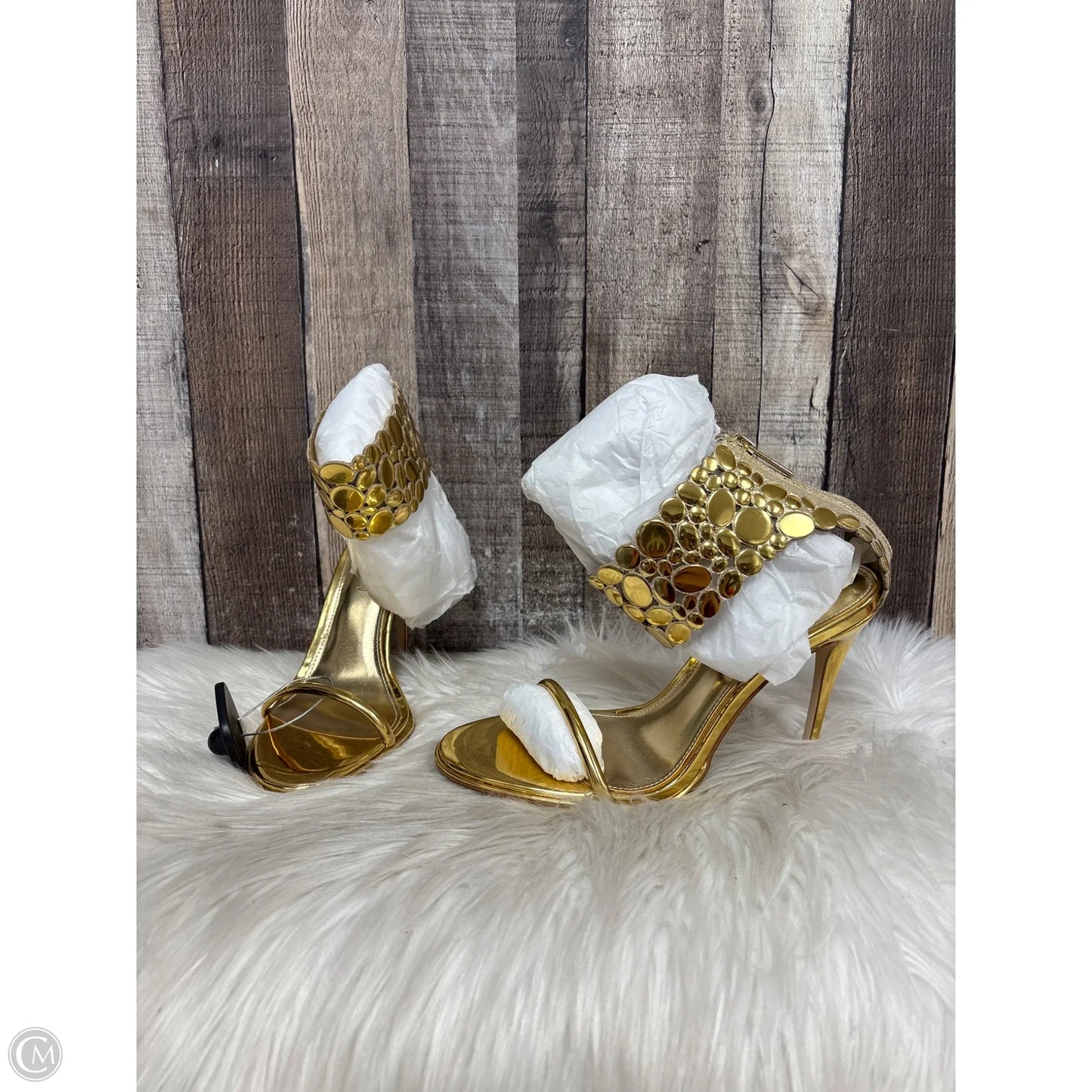 Sandals Heels Stiletto By Steve Madden In Gold, Size: 8