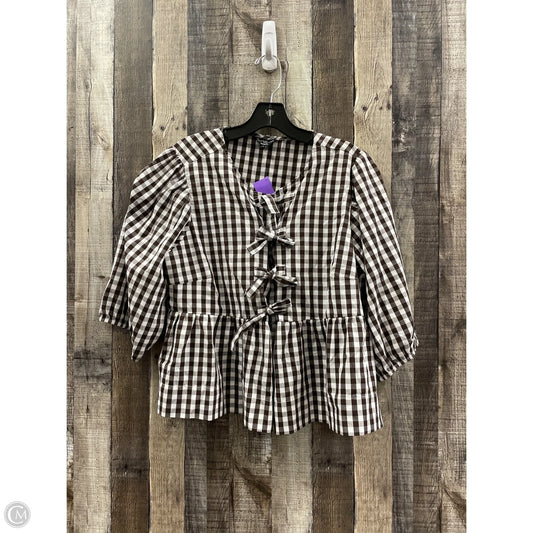 Top Short Sleeve By Velvet Heart In Checkered Pattern, Size: Xl
