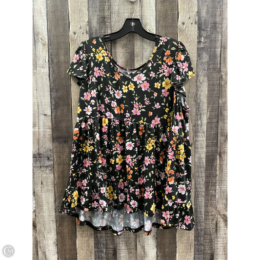 Top Short Sleeve By Cme In Floral Print, Size: 2x