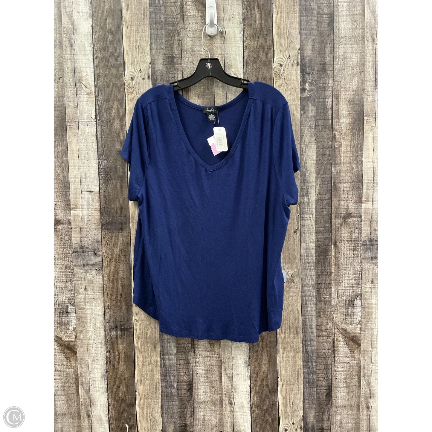 Top Short Sleeve Basic By Justify In Blue, Size: 1x