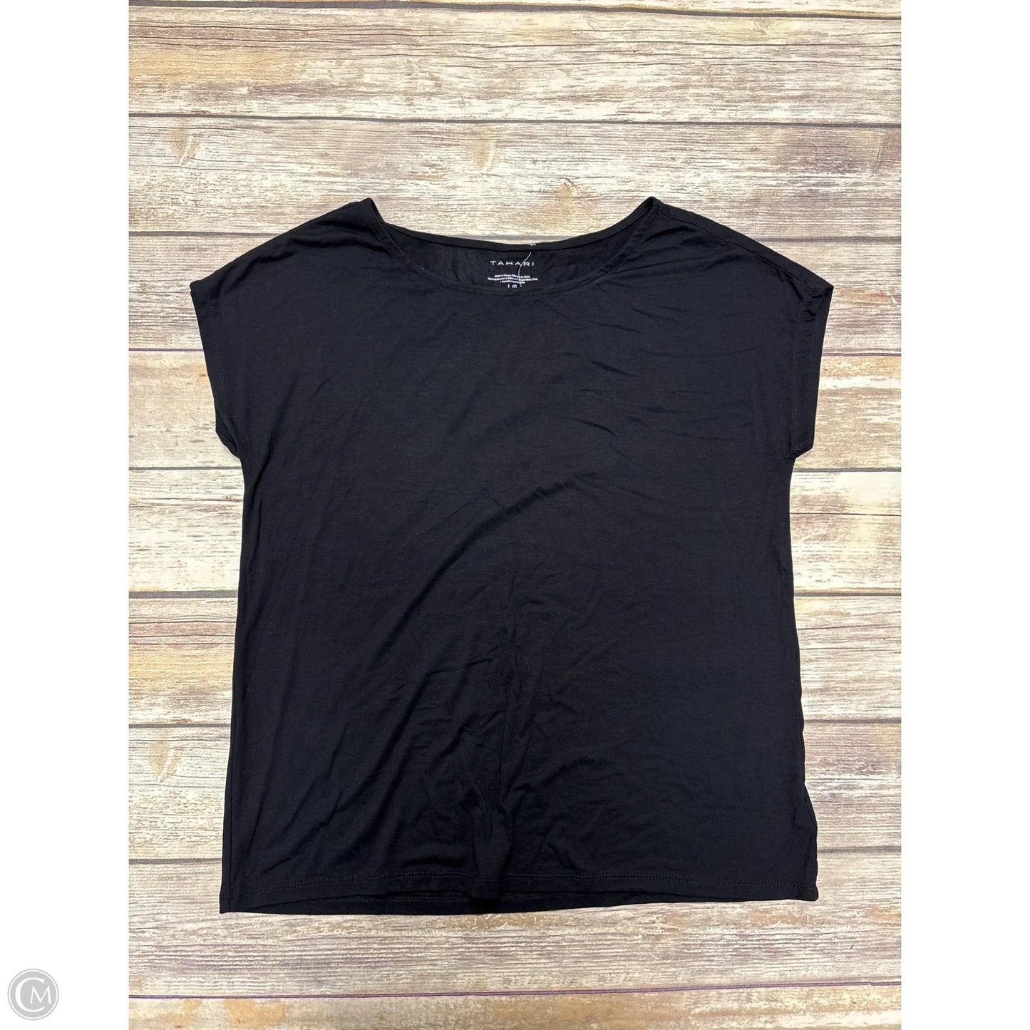 Top Short Sleeve Basic By Tahari In Black, Size: L