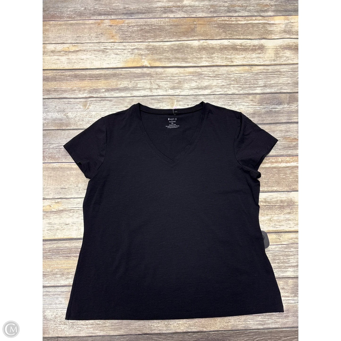 Top Short Sleeve Basic By Apt 9 In Black, Size: Xl