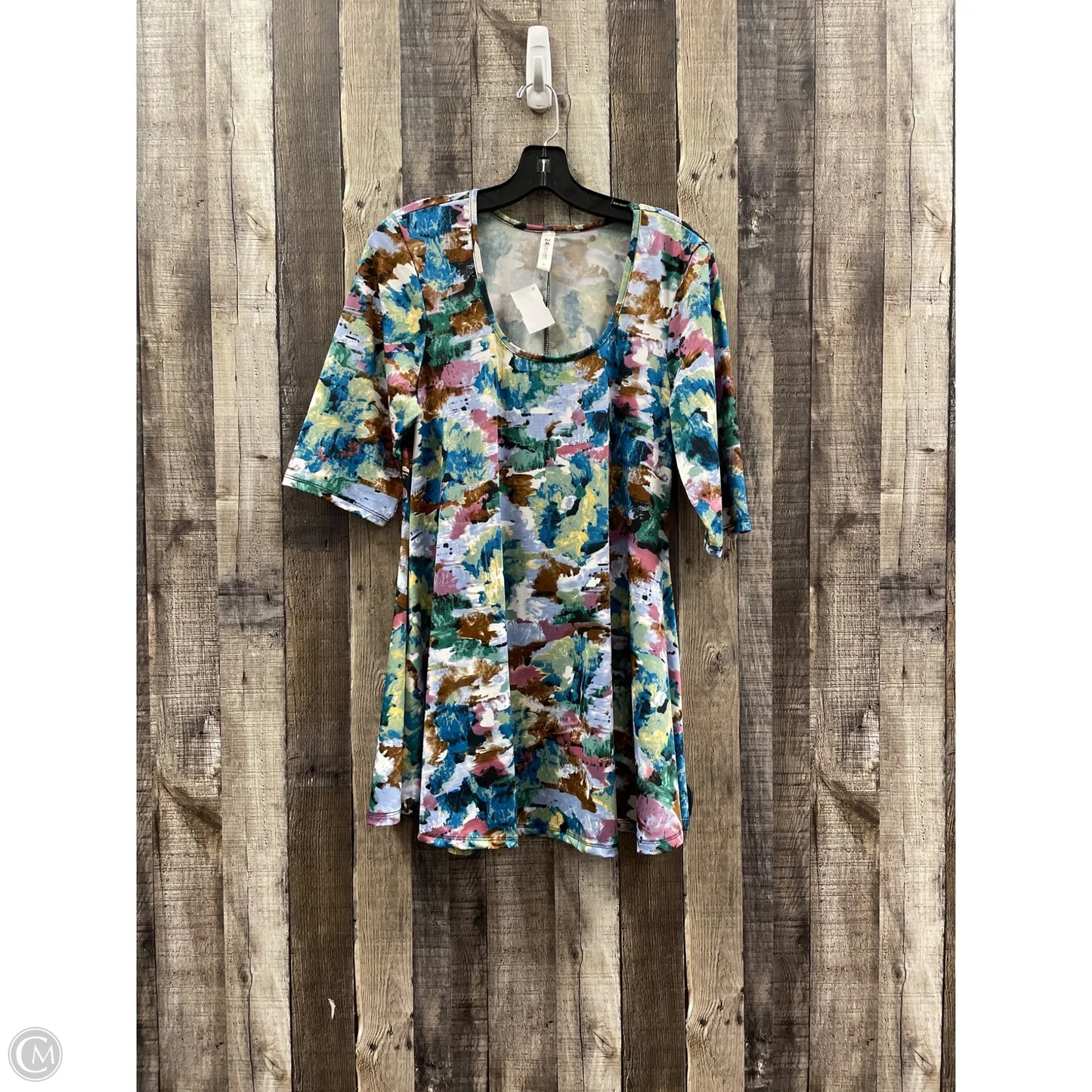 Tunic Short Sleeve By Cme In Floral Print, Size: Xl