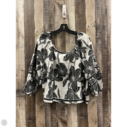 Top 3/4 Sleeve By Tahari In Black & White, Size: L