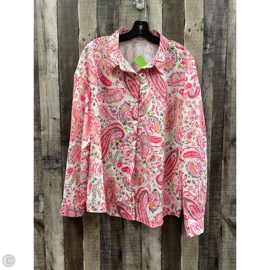 Top Long Sleeve By Cmf In Pink, Size: 2x