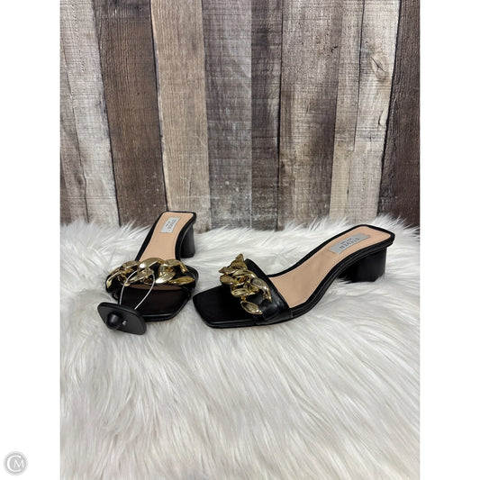 Sandals Heels Block By Steve Madden In Black & Gold, Size: 7